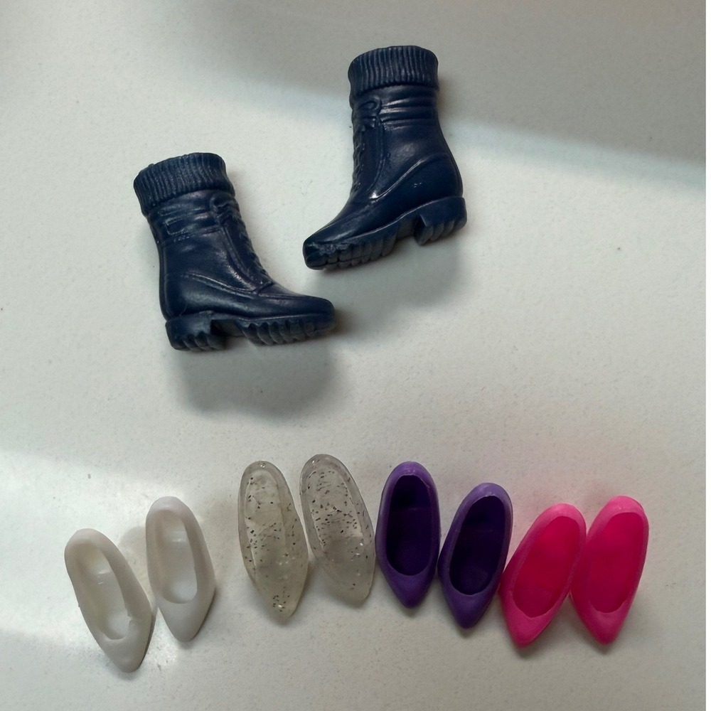 Vintage Barbie Doll Shoes Lot 5 Pairs Boots Flats Pink Purple Clear White Mattel